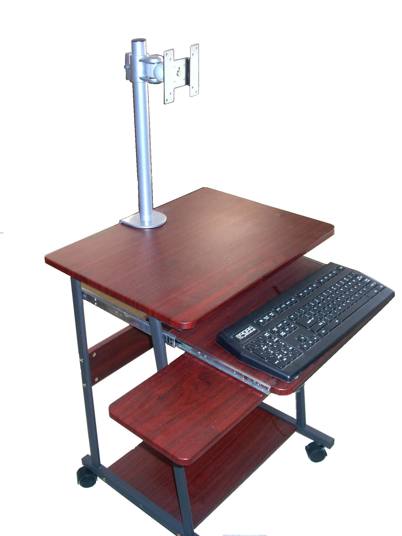 24 inch Narrow Compact Rolling Computer & Laptop Desk; Small Spaces