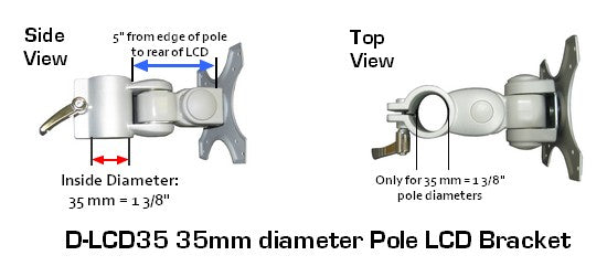 CUZZI D-LCD35 VESA Monitor Pole Mount for CUZZI DVC Pole Computer Carts & 35 mm. diameter poles