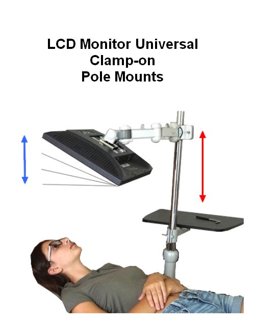 Monitor Pole Arm for dental chairs and poles. Clamp on monitor arm in white or black