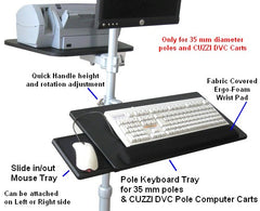 Keyboard Tray with Mouse tray for poles - Height adjustable