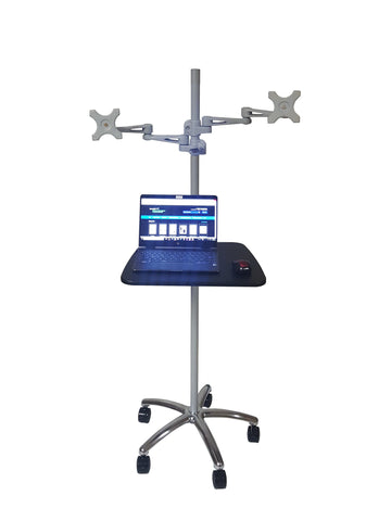 CUZZI DVC04 Pole Computer Desk with 2 articulated monitor mount arms