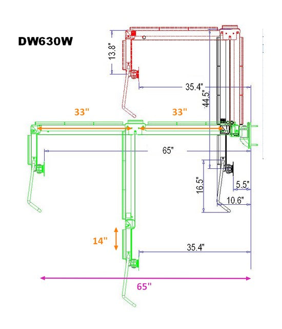 Extra Long 63" Monitor TV Wall Hospital Arm. Watch TV in bed with long reach over the bed monitor TV wall arm. DW630W_Hospital-long-reach-monitor-wall-arm-over the bed