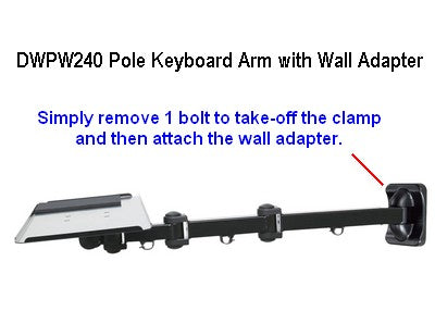 DWPW240 24" Long Keyboard Pole & Wall arm