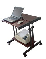 Compact computer desk height adjustable with wheels casters mobile