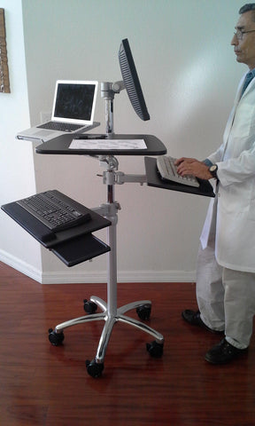 Mobile Pole Computer Workstation Sit To Stand Height