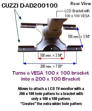 RiteAV - VESA 200 Adapter (Changes 100mm x 100mm Pattern to 200mm x 100mm  and 200mm x 200mm)