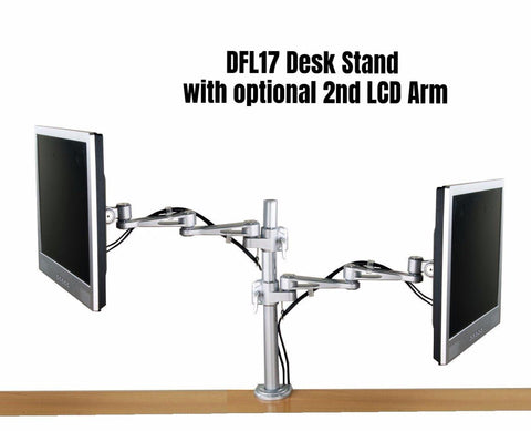 Dual Offset Adjustable height Monitor Pole Desk Stand