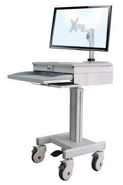 DMED1 Height-Adjustable Sit-Stand Mobile Medical Computer Desk Cart w/lockable Laptop Drawer + Monitor Mount + Keyboard Tray +CPU holder - Oceanpointe Distributors Corporation