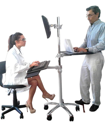 Mobile Pole Computer Workstation Sit To Stand Height