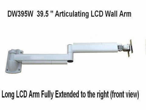 DW395W  39.5" Extra-Long Articulated LCD Monitor Wall Arm - White - Oceanpointe Distributors Corporation