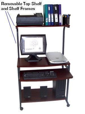 STS7801 Mobile Compact Computer Desk with Keyboard Shelf & Hutch