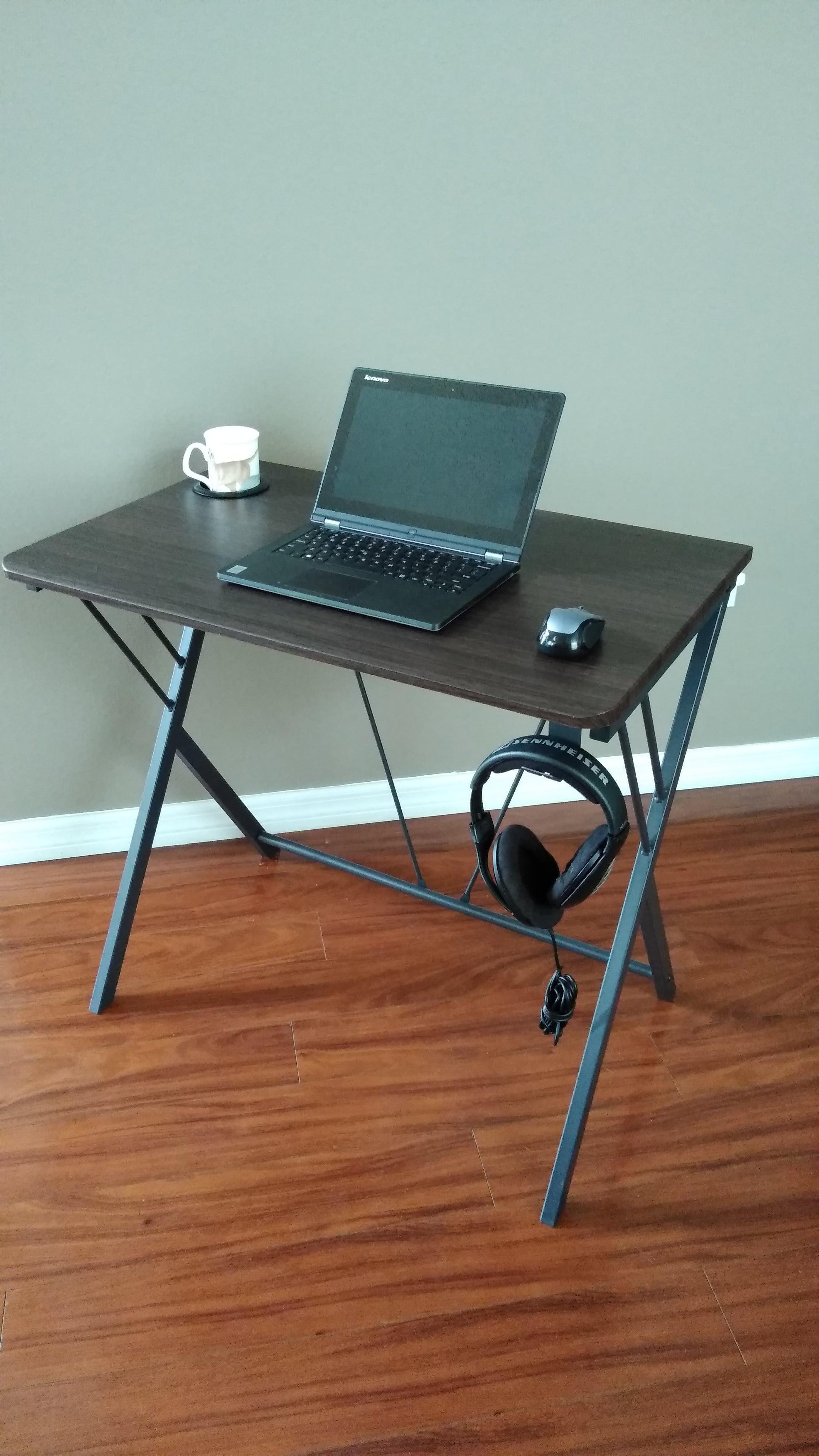 32" Gaming Writing compact computer desk with cup holder and back[-pack or headphones hook.