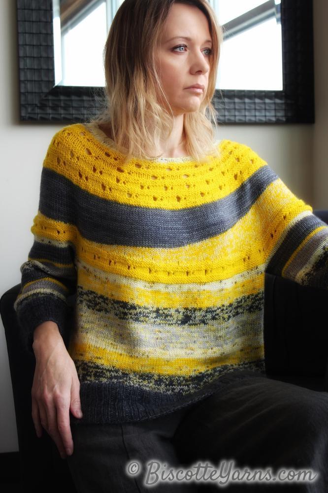 Ray of Soleil free sweater pattern – Biscotte Yarns