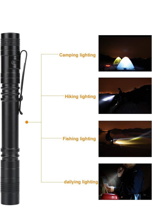 CZS LED Flashlight Penlight 1000 Lumens Battery-Powered Handheld Pen Light  Pocket Torch Powered by 2AAA Battery,5 PCS (Battery Not Included)