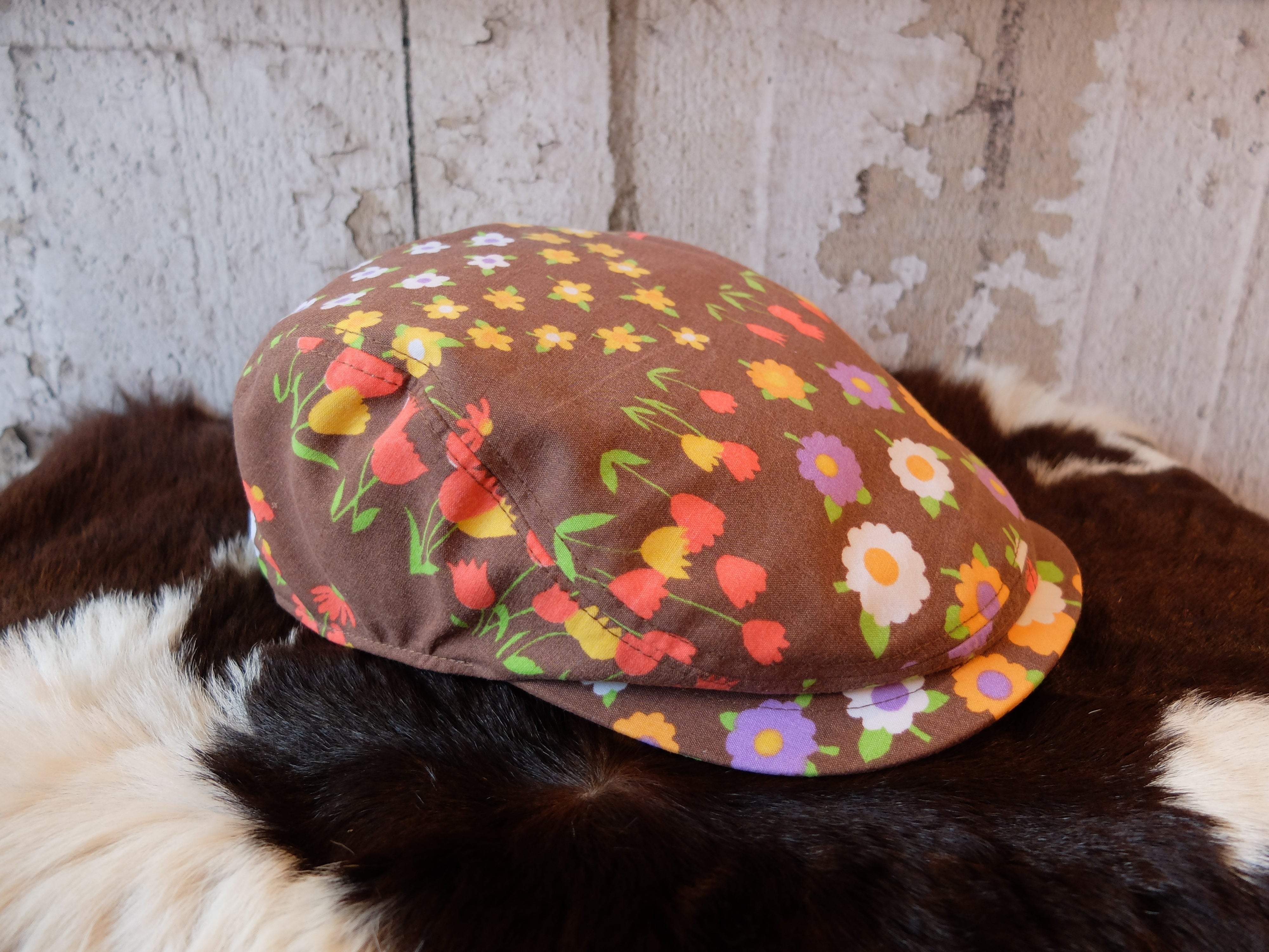 小さな花畑(茶)ハンチング(small flower garden(brown) hunting cap