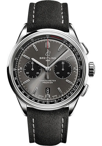 Breitling Transocean Chronograph Watch - Steel - Black Dial - Black Leather Strap - Folding Buckle - AB015212/BF26/436X/A20D.1