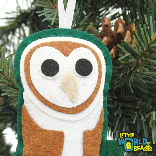 Oliver the Snowy Owl - Felt Christmas Ornament - Little World of