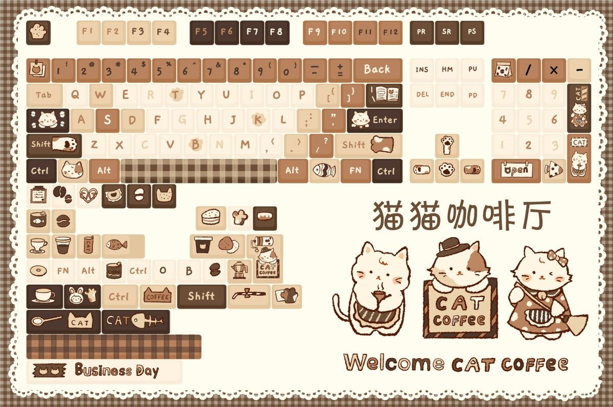 [Soul Cat] Cat Café Charm Keycap Set Dye-Sub PBT