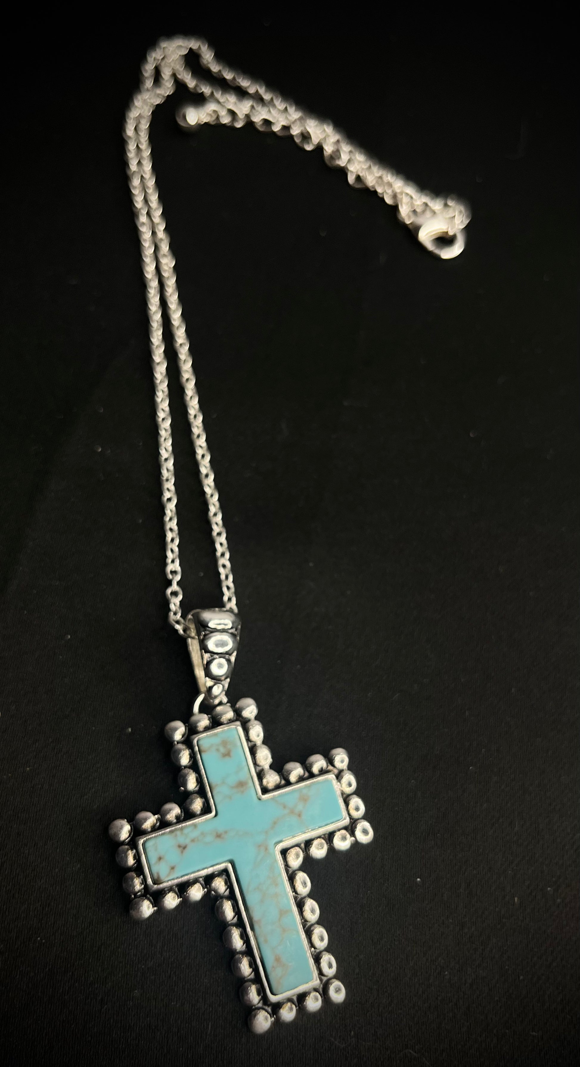 Turquoise stone Cross Pendant Necklace – Deck Of Denim