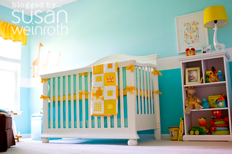 Aqua and Yellow Baby Nursery