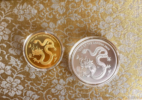 1 Oz Dragon Gold & Silver Coins