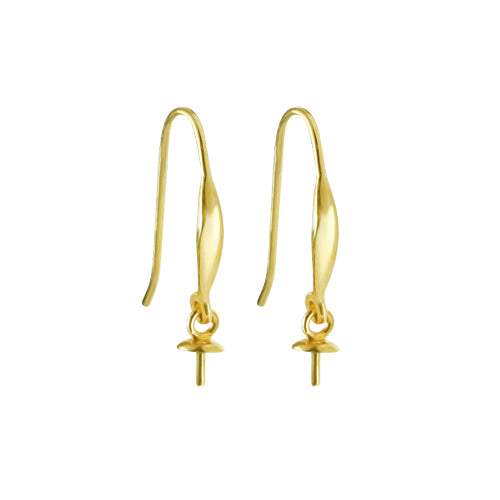 BushraArts Golden Earring Hooks With Jumping Ring, Size: Standard
