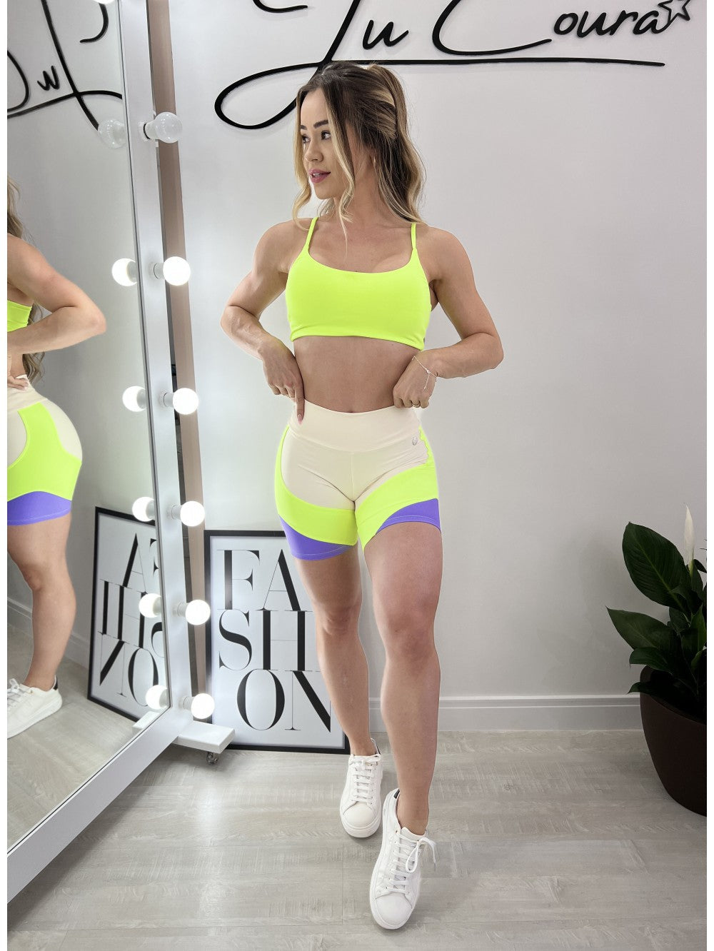 Conjunto shorts e top alça basic perfect shape feline ambar - Done! Moda  Fitness