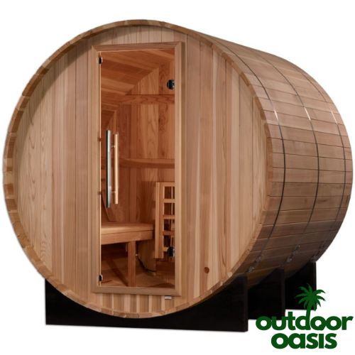 "Arosa" Backyard Barrel Sauna by Golden Designs Right Side View