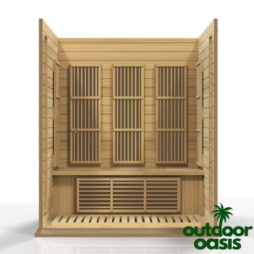 Indoor Infrared Sauna Maxxus 3 Person Front Side Open View