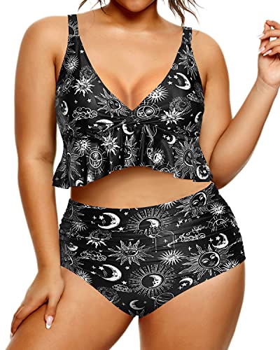 Women Plus Size Two Piece Swimsuits Tummy Control High Waisted Bikini –  Yonique