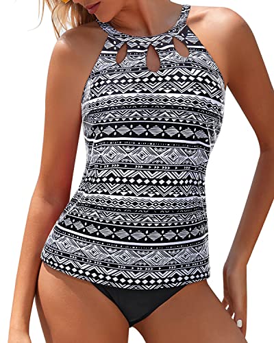 VEKDONE Womens Tankini Swimsuits Athletic Two Piece Tummy Control