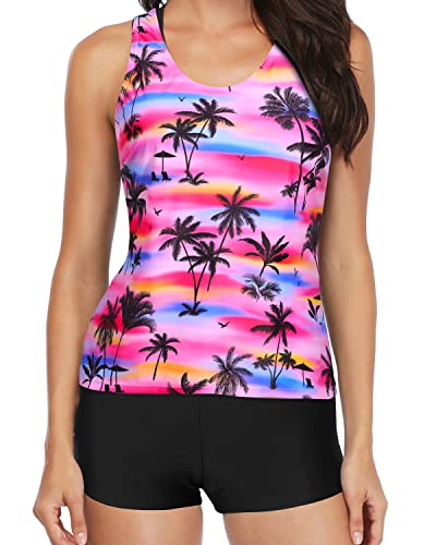 Modest 3-Piece Tankini High Waist Boy Shorts-Palm Tree – Yonique