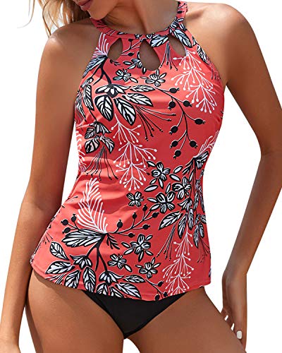 Stylish Keyhole Design Tummy Control Tankini Bathing Suit-Blue Floral –  Yonique