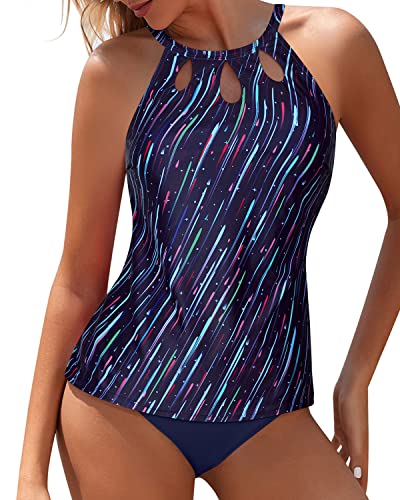 Stylish Keyhole Design Tummy Control Tankini Bathing Suit-Blue Floral –  Yonique