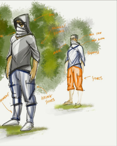 Design Sketch of Nomad Wraparound and Hoodie in Cotton and Hemp