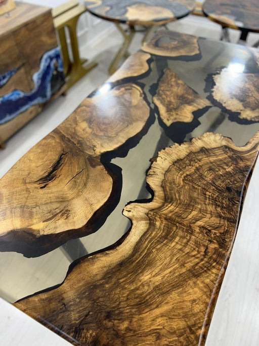 Made to Order Table, Custom Black Epoxy Table, Walnut Epoxy Resin Table,  Epoxy Dining Table, Black Epoxy Table, River Epoxy Dining Table