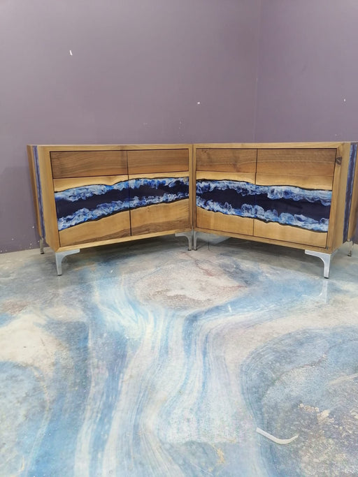 Clear Epoxy Resin 72” x 18” x 34” Credenza, Wood Epoxy Resin Credenza,  Walnut Epoxy Epoxy Credenza, Custom Cabinet for Monterrey