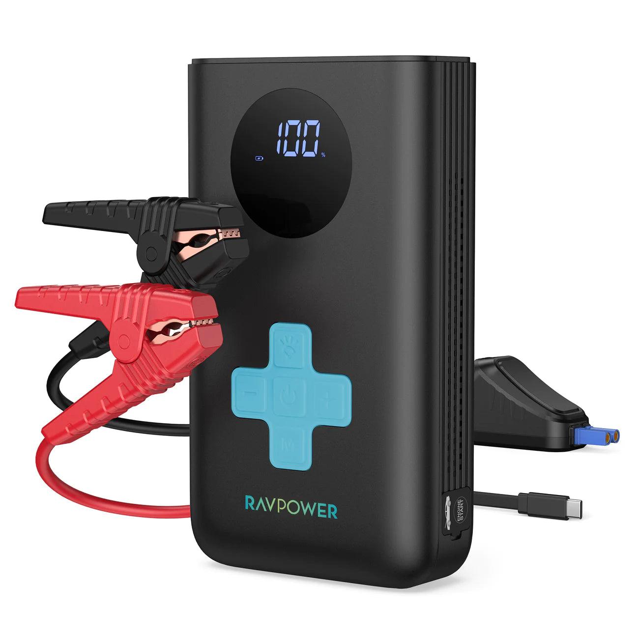 revolt Powerpack 12 V: 5-in-1 Jump Starter Power Bank & Compressor, USB, 12  V 9,000 mAh, 600 A 250 psi (Car Jump Starter Power Bank, Powerpack Jump