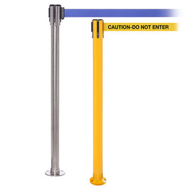 QueuePro Floor-Removable Retractable Belt Barrier - Yellow (High-Visability Paint)