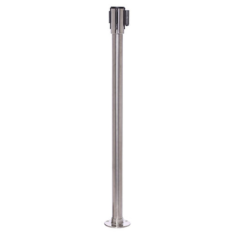 QueuePro Floor-Fixed Retractable Belt Barrier - Satin Stainless Steel Image 2