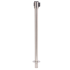 QueuePro Floor-Removable Retractable Belt Barrier - Polished Stainless Steel