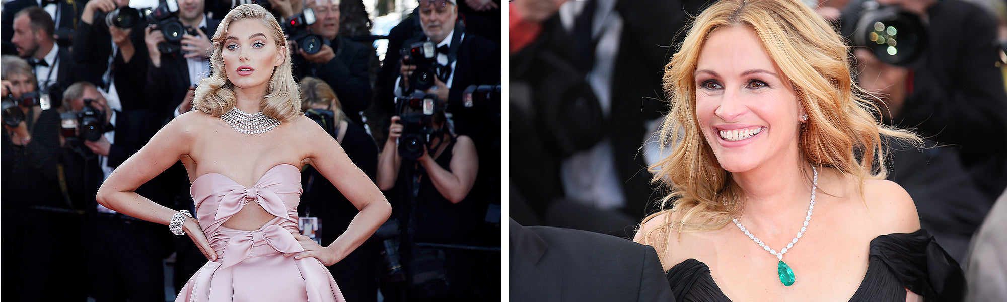 Supermodel Elsa Hosk and actress Julia Roberts wearing Chopard at the Cannes Film Festival