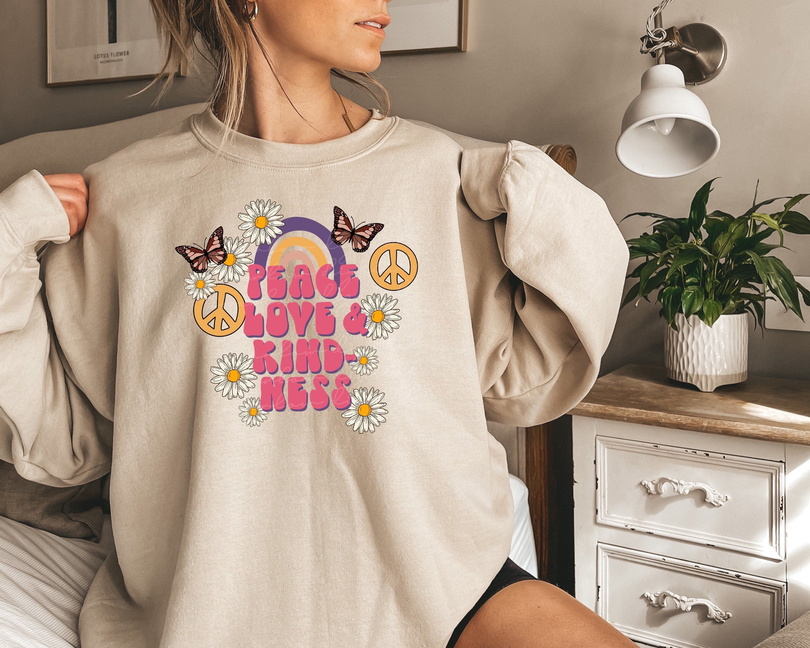 Peace Love and Kindness PNG sublimation design download, hippie png, b ...