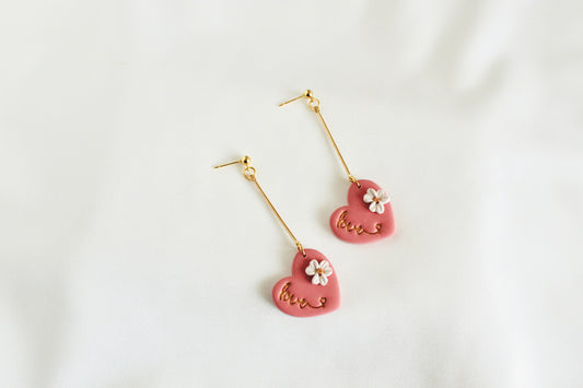Heart Shape Clay Earrings, Valentines Earrings Women