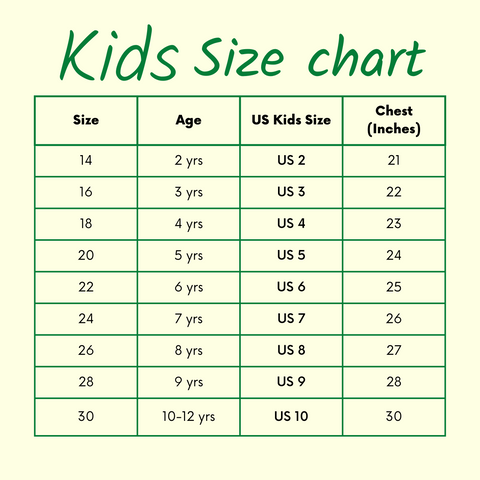 Darpaha Kids Size Chart