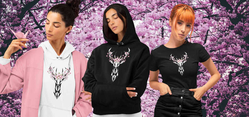 Sakura Deer Hoodie und T-Shirt