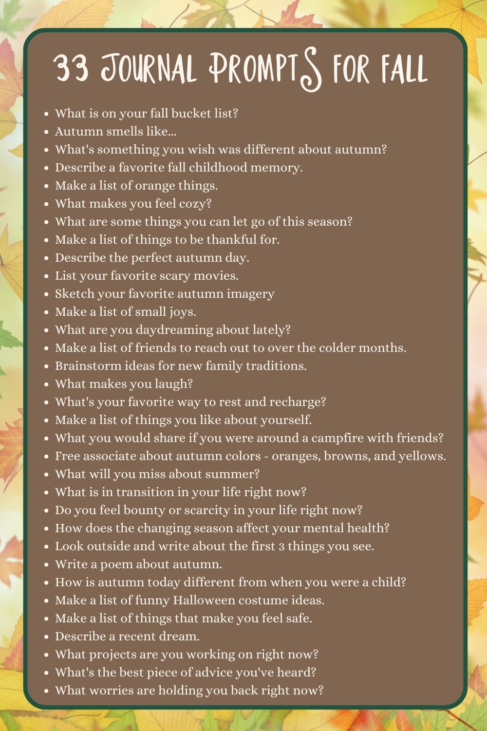 33 journal prompts for fall