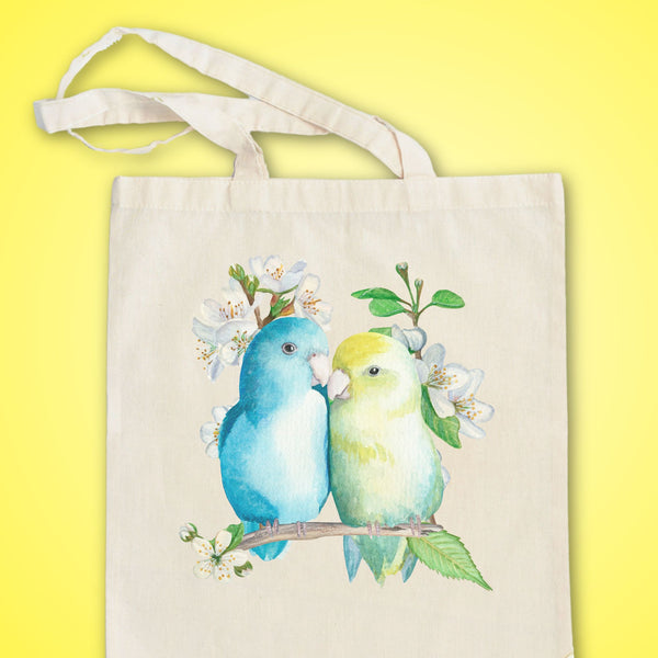 Canvas bag with graphic of two birds