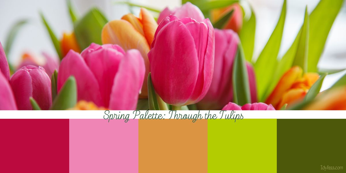 Pink and yellow tulips for a spring palette of nature's bright spring colors