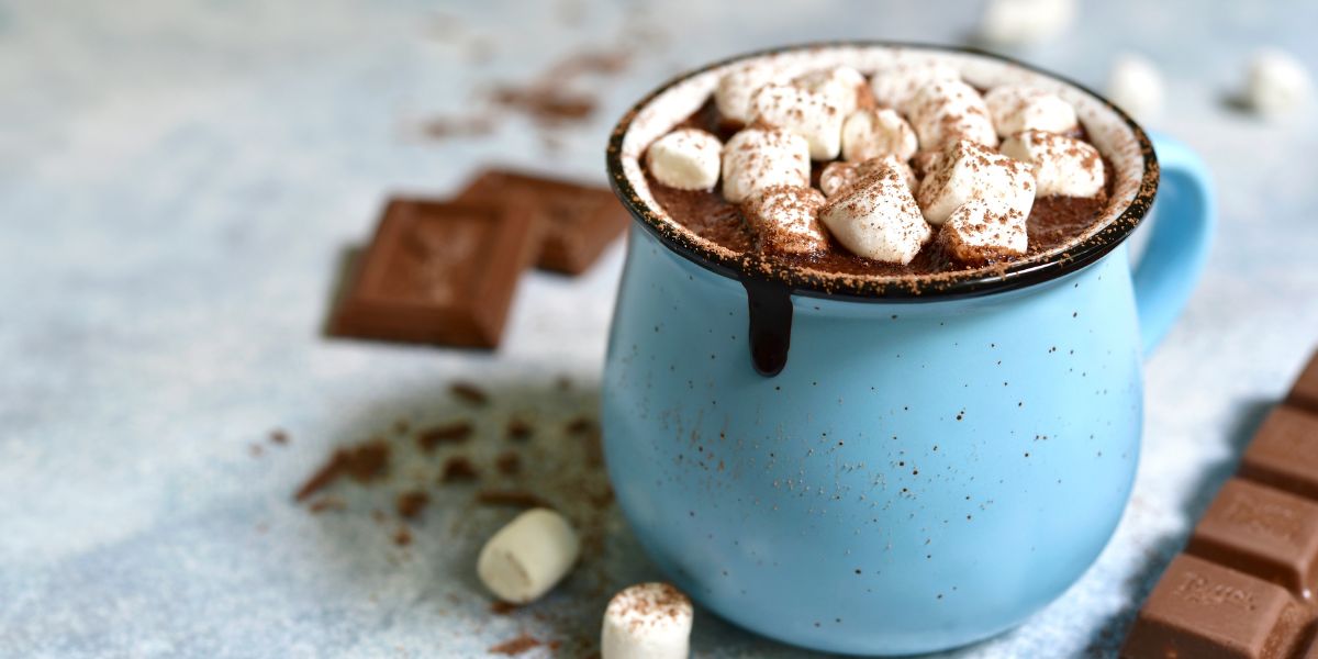 mug of hot chocolate with tiny marshmallows on top